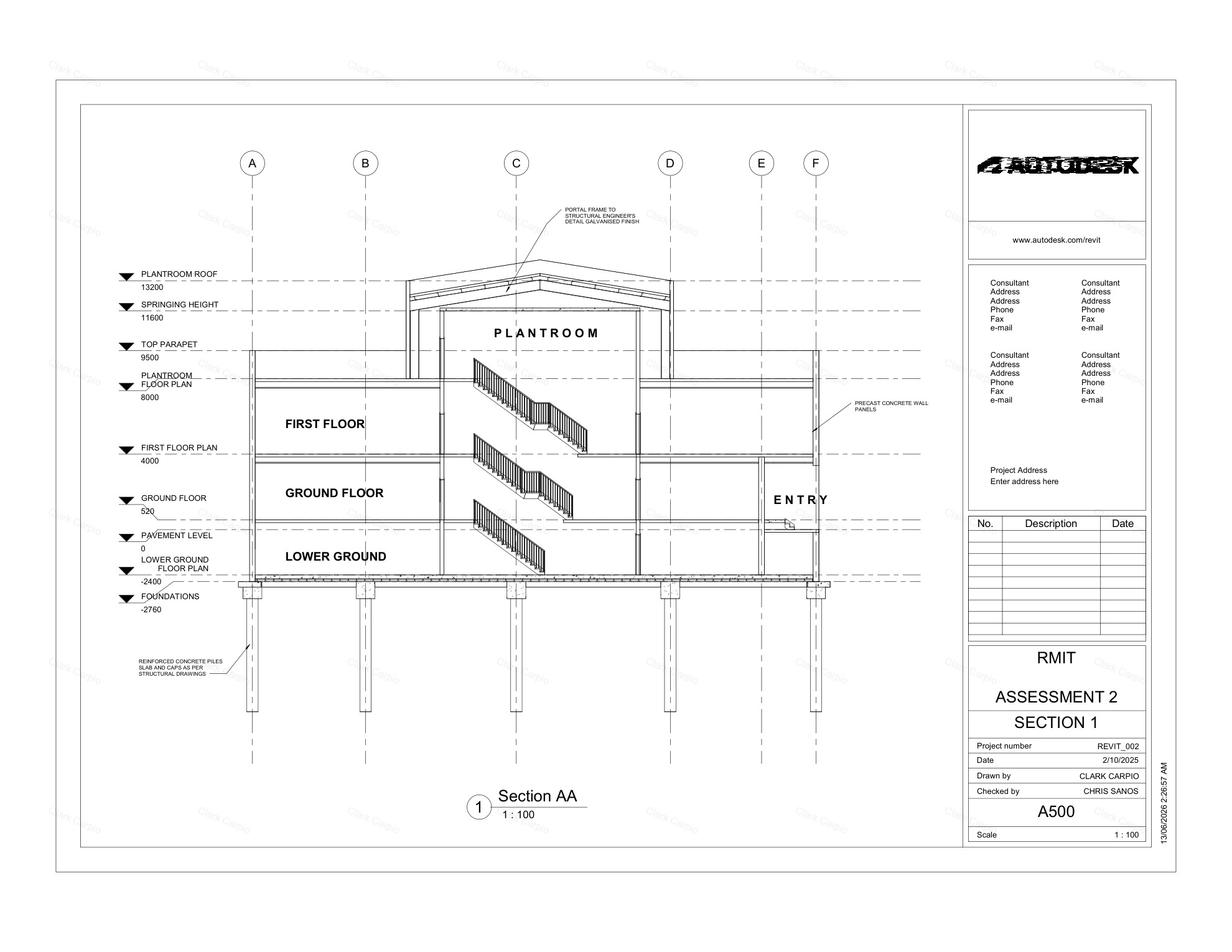 Section AA — longitudinal section through full building height