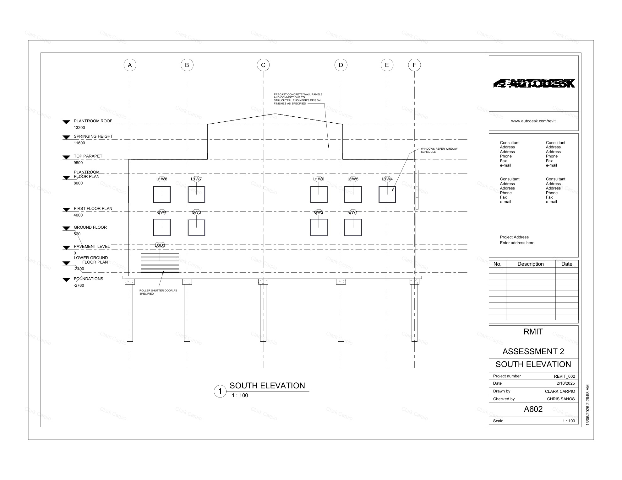 South elevation technical drawing
