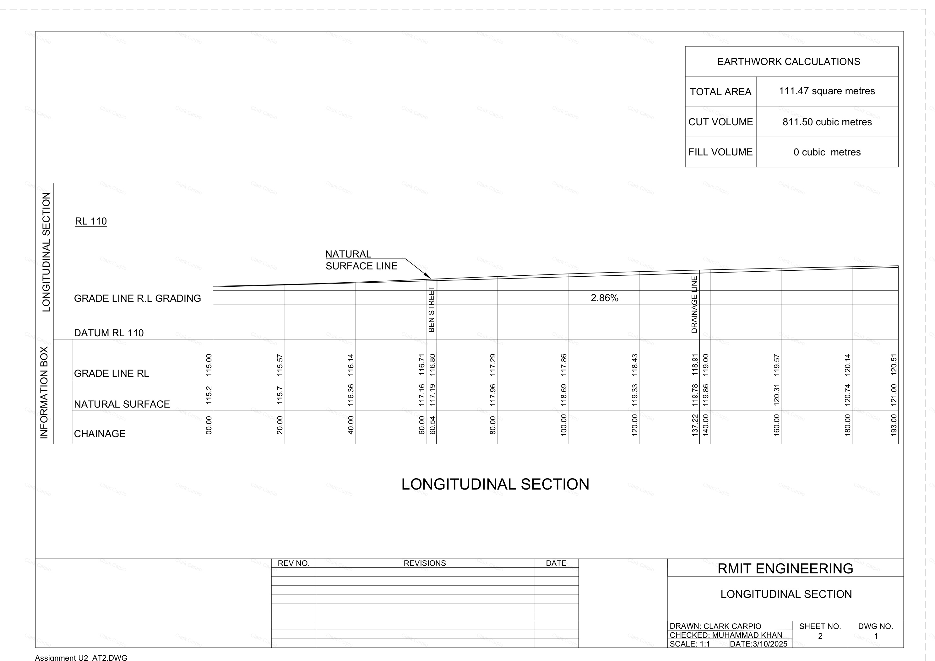 Longitudinal section — Amelia Road