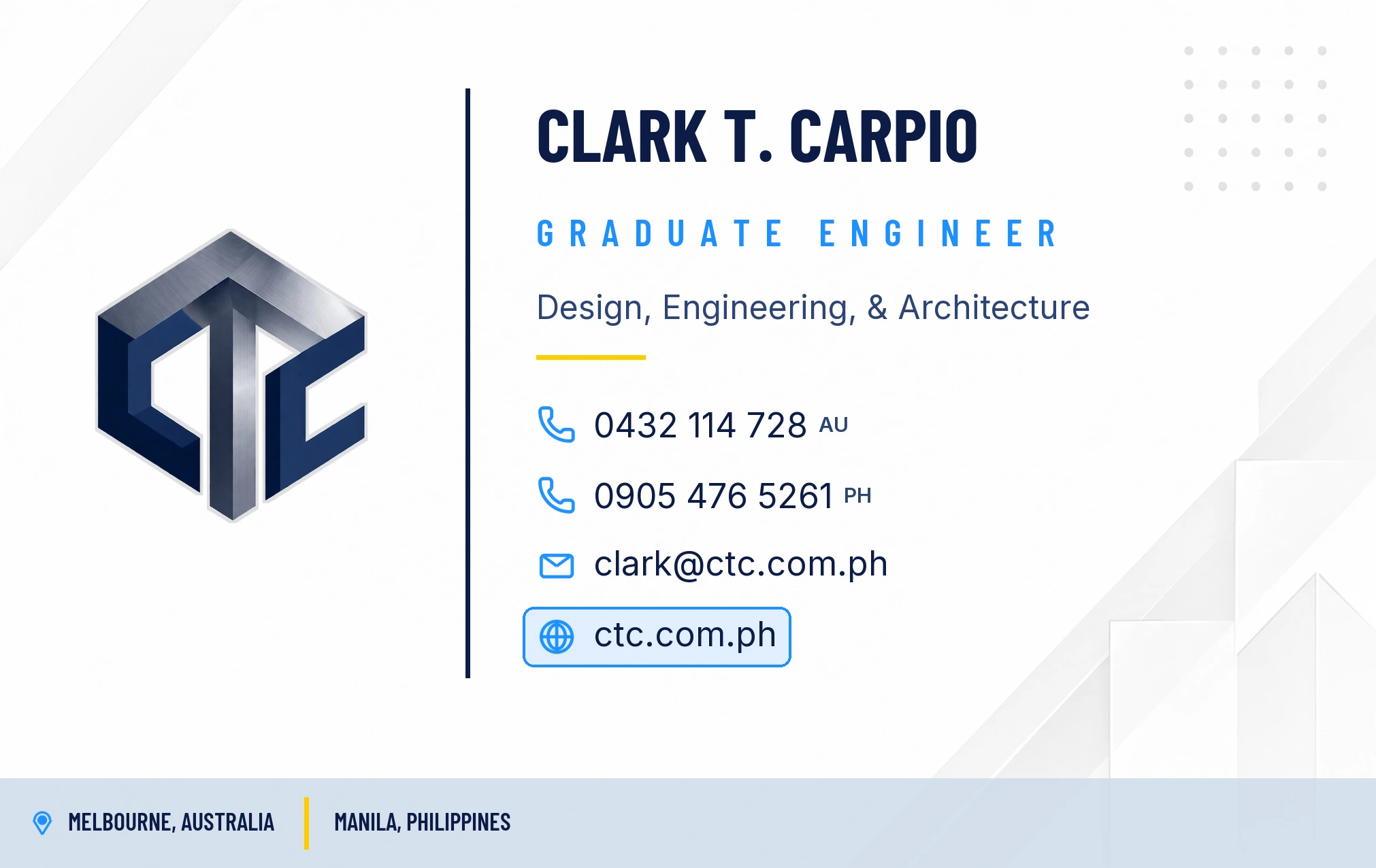 Clark T. Carpio calling card — front